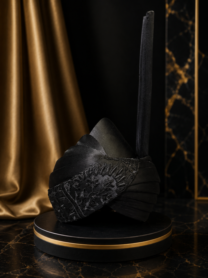 Black Embroidered Aitchison Turban